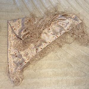 Denim & Supply Ralph Lauren Cream Floral Fringe Scarf